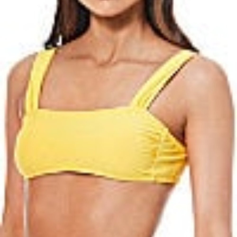 Gianni Bini Bandeau Bikini Top L Swim Yellow Tie Back 724